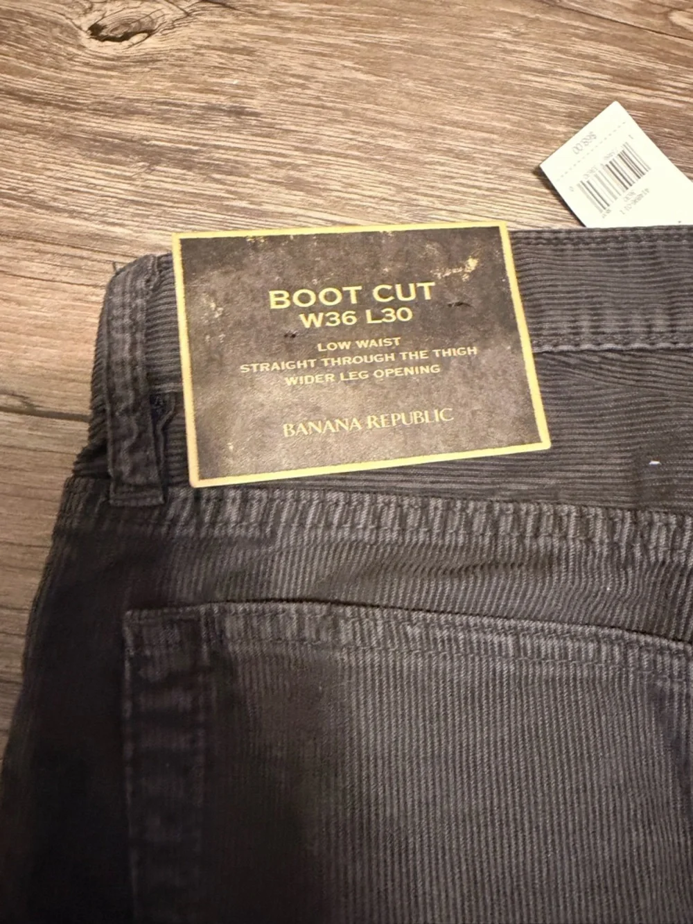 NWT Banana Republic Bootcut Corduroy Pants Charcoal Grey Low Waist Size 38x30